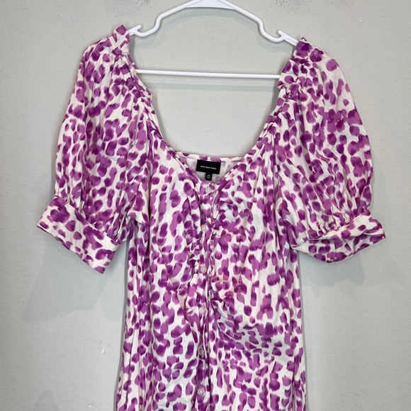 Who What Wear Midi Dress Women's M Linen Rayon Puff Sleeve Button Front - Picture 2 of 14